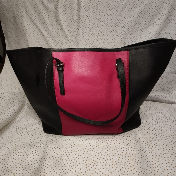 Michael Kors Jet Set Center Stripe Black & Magenta tote! Retired *like new* - Picture 2 of 11